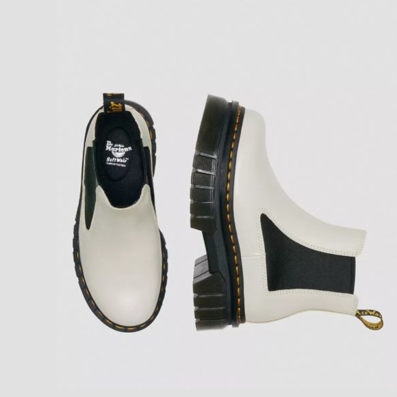 DR. MARTENS AUDRICK NAPPA LEATHER PLATFORM CHELSEA BOOTS in Cobble Stone Grey - Picture 5 of 6